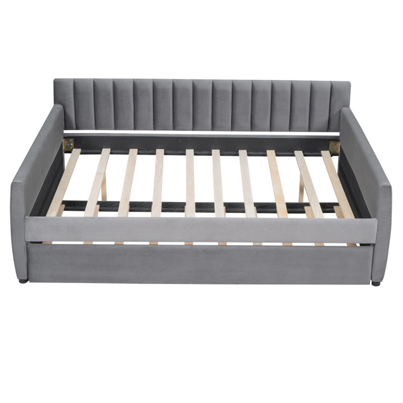 Lohrman Upholstered Daybed,Platform Bed with Drawers, Gray, Twin