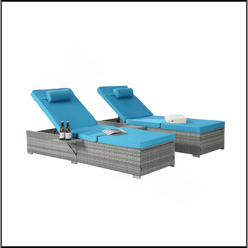 Fauteuil d'extérieur en rotin gris, Bleu