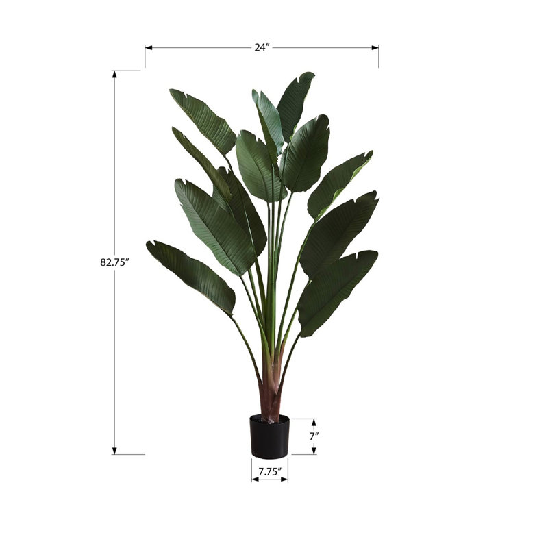 Plante artificielle, 83 po de hauteur, intérieur, décoratif, plancher, palmier, Real Touch, feuilles vertes, pot noir