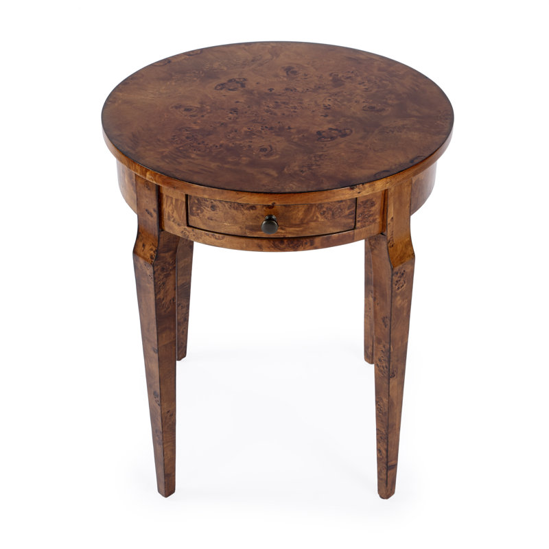 Archer 1 Drawer Burl Side Table, Honey 