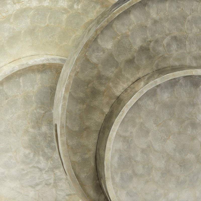 Triton Shell / Capiz Tray, Smoke, 2.5" H x 16" W x 16" D