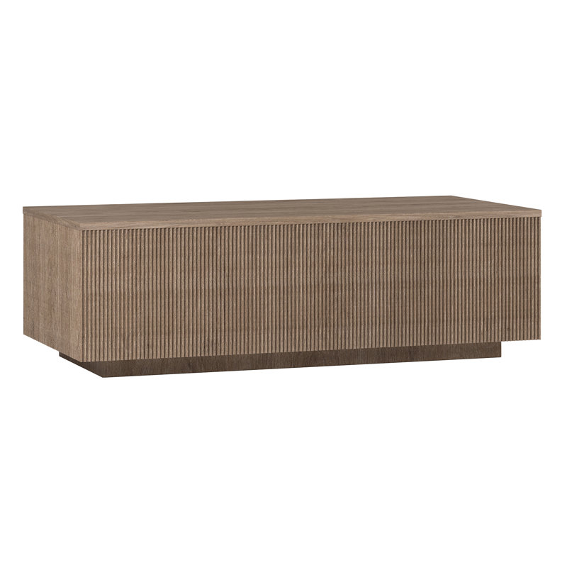 Tiegan 48" Wide Rectangular Fluted Coffee Table, Antiqued Grey Oak