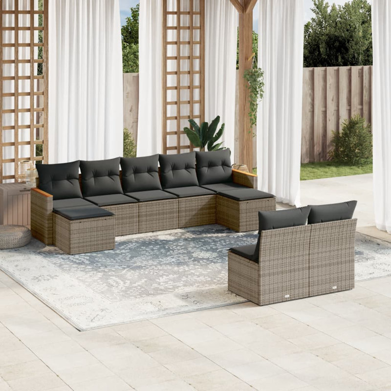 Ensemble de canapé de jardin Vidaxl gris