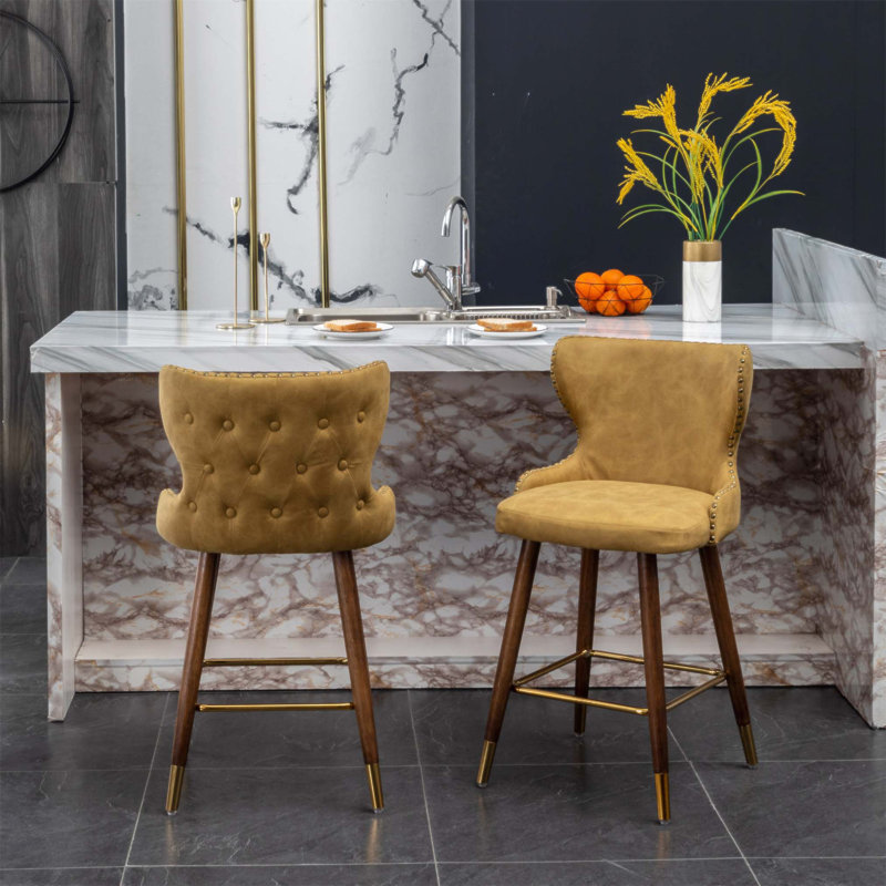 Ensemble de tabourets de comptoir Nevis Mid-Century, Jaune