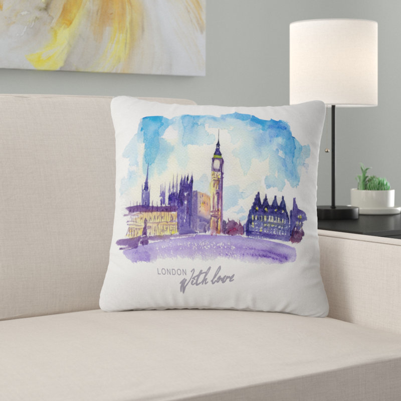 Coussin London London - Cityscape, 18 po x 18 po, Carré