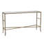 Console 56,5 x 14 x 30 pouces en or antique, plateau en miroir, verre et fer, 1 pièce, or antique