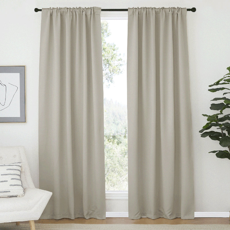 Blackout Curtain Light & Noise Reducing Room Darkening Drapes for Bedroom/Living Room/Kitchen, 2 Pieces, Grey, 42" W x 84" L
