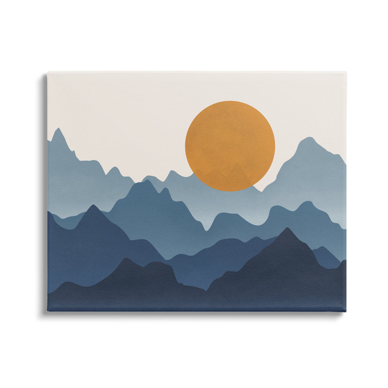 «Rising Sun Jagged Layered Mountain Range Peaks», art mural par JJ Design House LLC, H 36 po x l 48 po x P 1,5 po