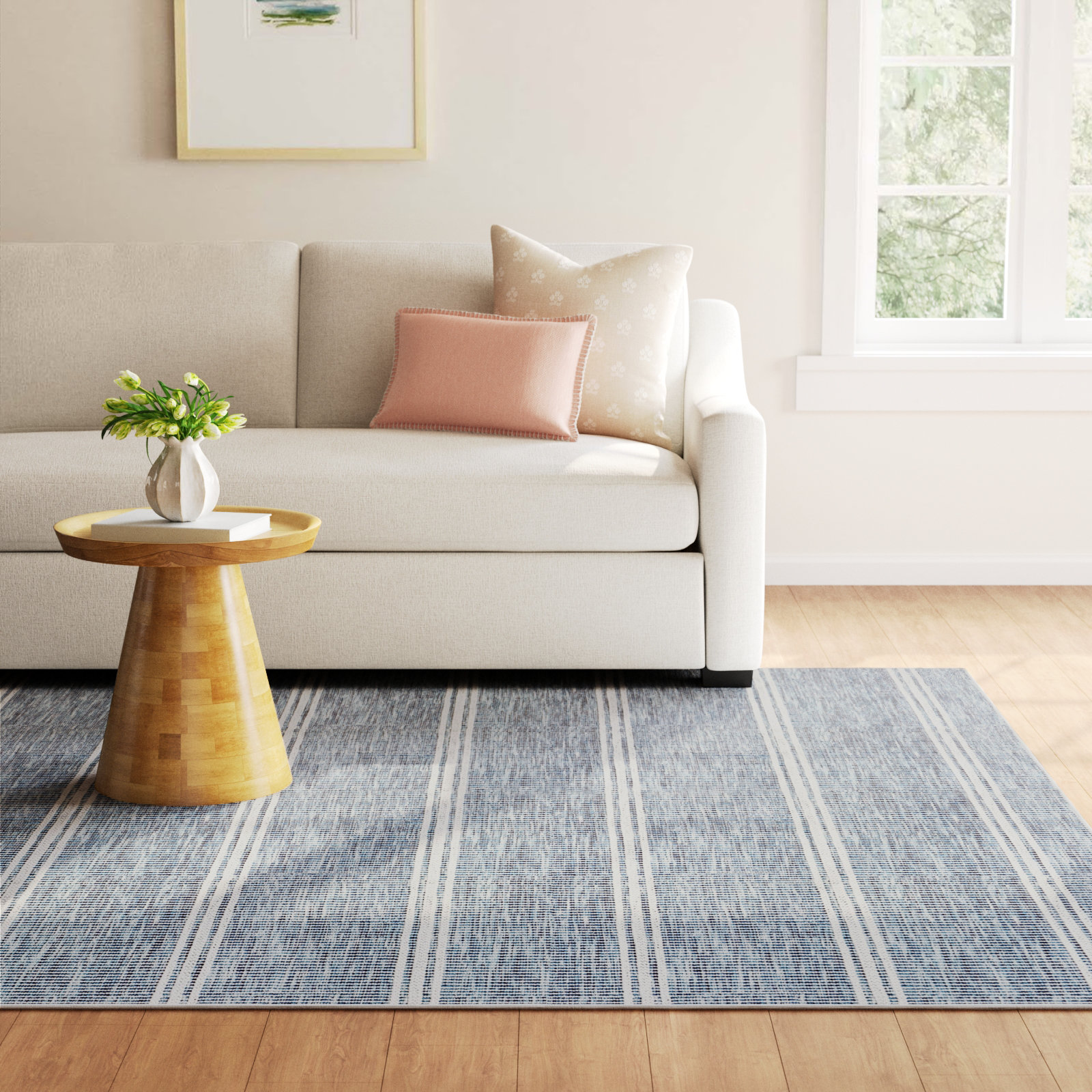 Malta Blue Machine Washable Rug, Rectangle 7'6" x 9'6"