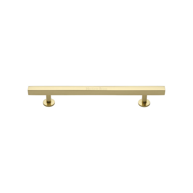 Heritage Brass Heritage Cabinet Pull Square Design with Footings, Polished Brass, 12.8cm