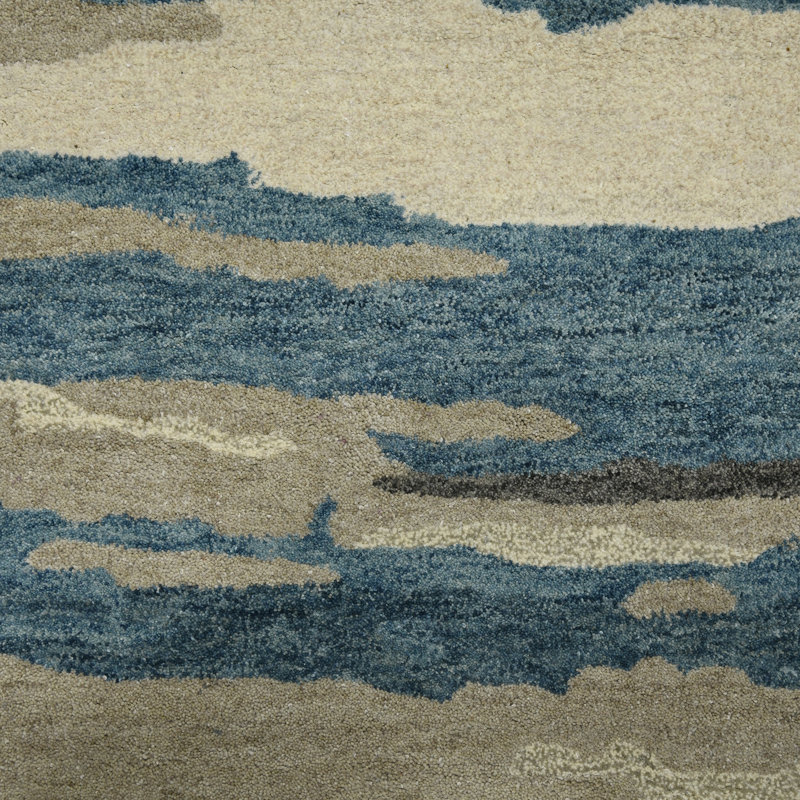 Husman Transitional Abstract Handwoven Wool Blend Area Rug, Rectangle 8' x 10'