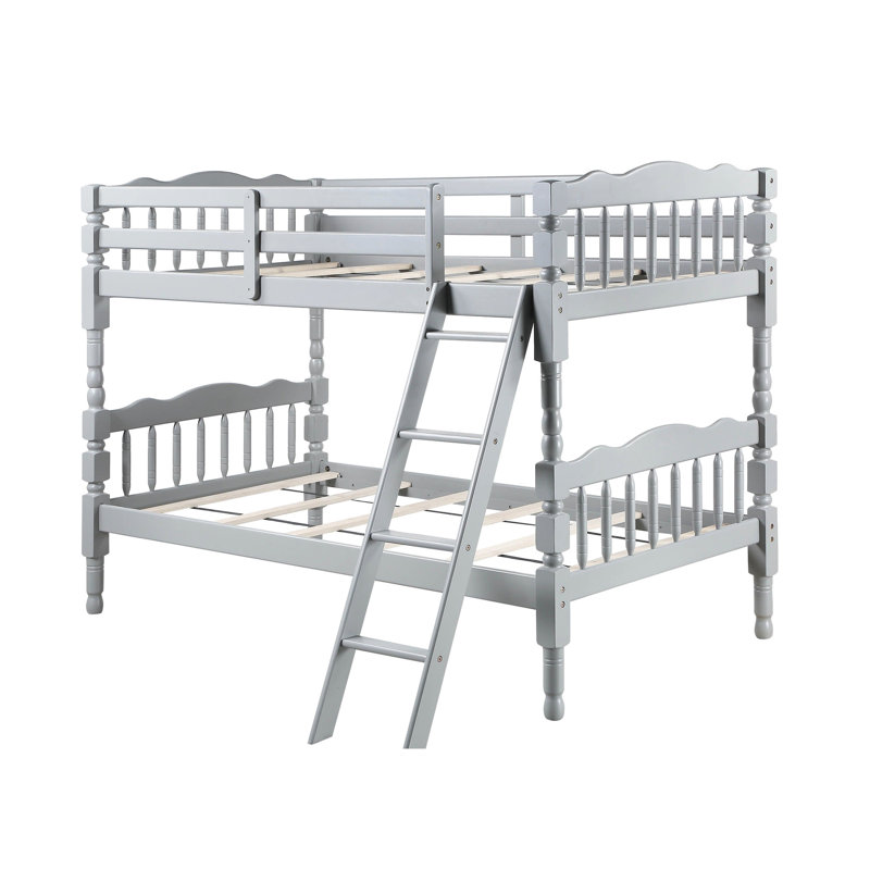 Lit superposé simple gris - Concept convertible, système de lattes, échelles frontales à droite, rail de protection pour la protection, support de poids de 330 lb par style de concept, convertible, inclus, garde sécuritaire,