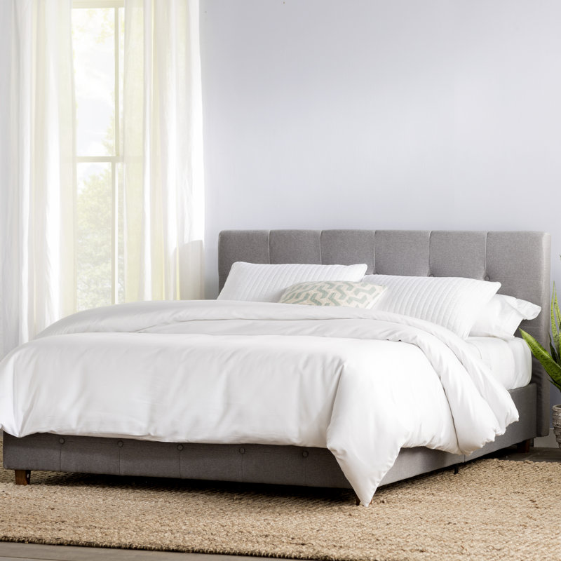 Rowett Upholstered Platform Bed, Twin, Dark Gray