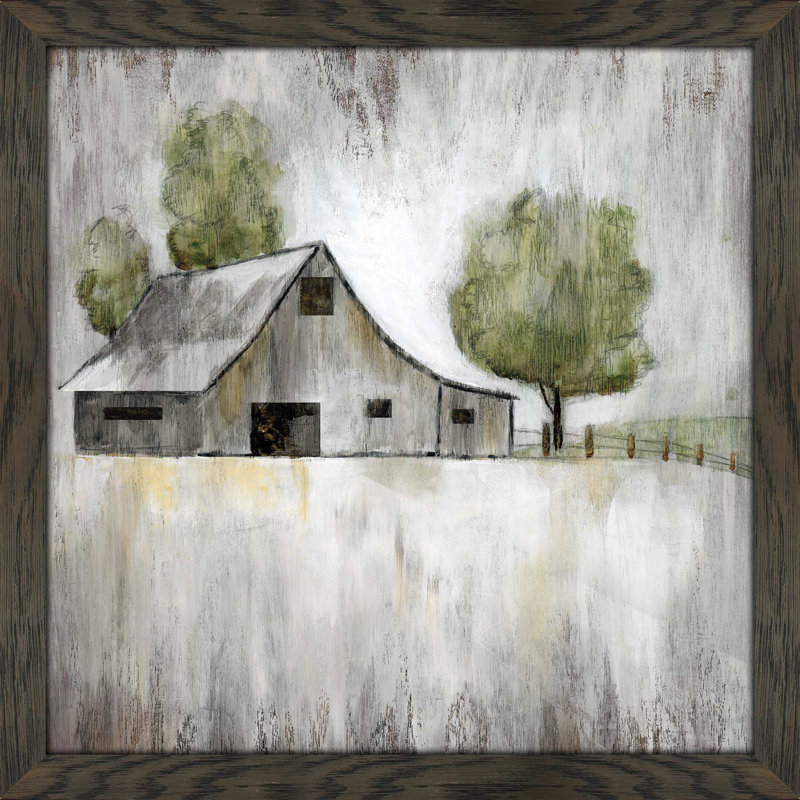 «Weathered Barn», reproduction de peinture acrylique, H 31,5 po x l 31,5 po x P 1 po, Cadre chocolat patiné