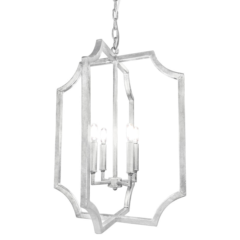 Lustre géométrique à 4 lumières Hudson, Feuille d'argent