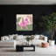 Rabbit Cowgirl Western Pink Whimsical Contemporary Cow Rabbit Forest Wall Art Print by Sharyn Bursic - Wrapped Canvas Print-43642351