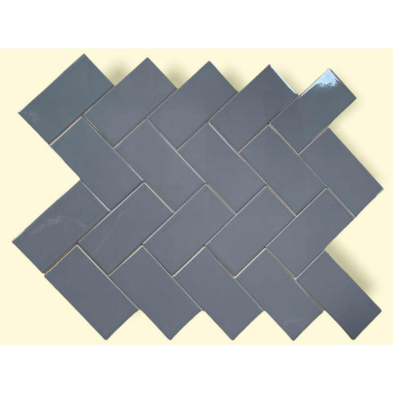 Carreau de céramique 3 "x 6" Hudson, Gris foncé brillant