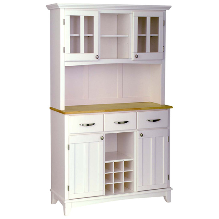 44 " W Dining Hutch, Off-White, Natural Wood