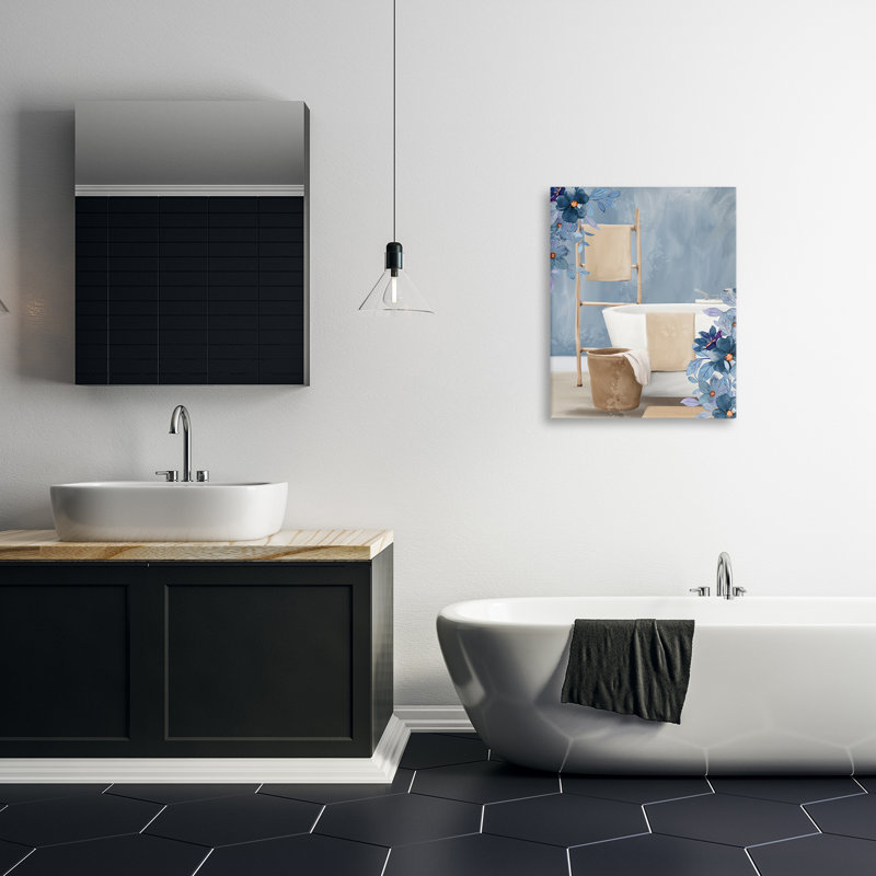 «Bathroom Blues», toile par Kim Allen, H 30 po x l 24 po