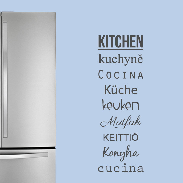 Décalcomanie murale mots pour la cuisine, Gris foncé