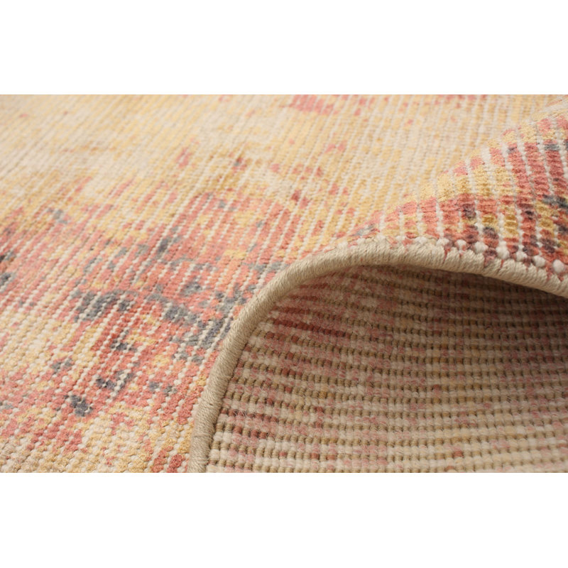 Tapis orange clair unique en viscose noué à la main style années 2010 5 pi 2 po x 7 pi 2 po Suazo