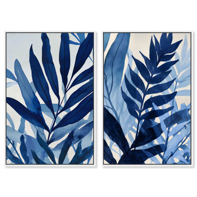 Glamorous Blue Botanical Set Canvas Floral Decor by Art Remedy
