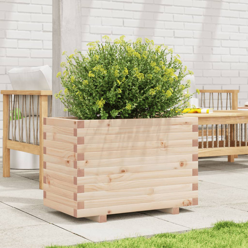 8 Wood Planter, 49.5cm H x 70cm W x 40cm D, Natural pine wood