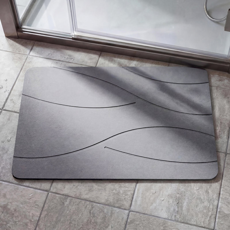 Abstract Wave Diatomaceous Earth Quick Dry Non-Slip Bath Mat