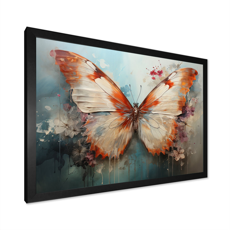 Orange White Butterfly Butterflys Flight II - Animals Canvas Art Print, H 24 po x l 32 po x P 1 po
