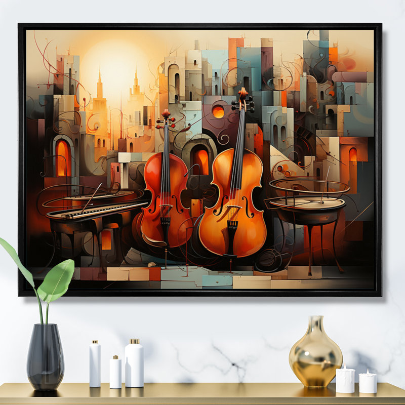 Décoration murale Sunlit Symphony I - Collages abstraits, Cadre flottant noir, H 30 po x l 40 po x P 1,5 po