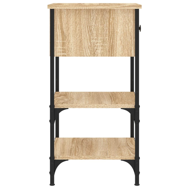 Strathern 34cm W Iron Bedside Table, Sonoma Oak