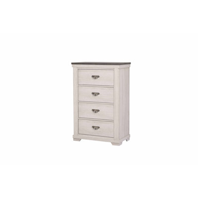 1Pc Farmhouse Style Four Drawer Chest Rustic Bedroom Solid Wood Wooden Furniture