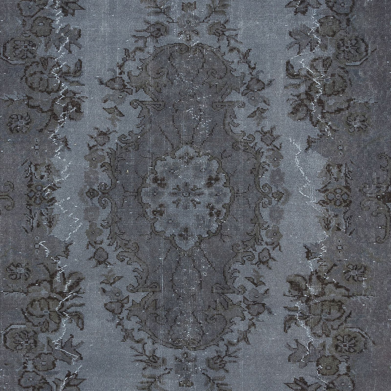 Tapis moderne de 6 pi x 9,6 pi en gris et noir, tapis surdimensionné de pièce, tapis de salon fait à la main
