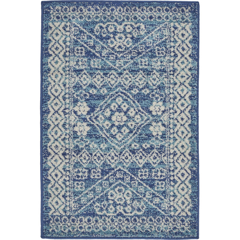 Tapis oriental bleu marine Verda, Rectangle 1 pi 10 po x 2 pi 10 po