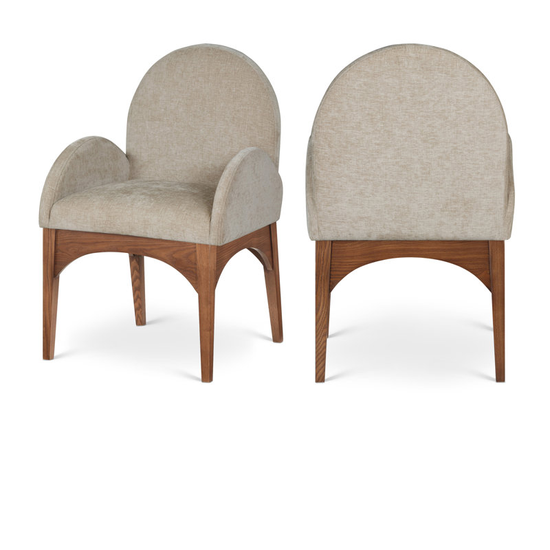 Waldorf 19.75'' H Upholstered Armchair, Beige, Walnut