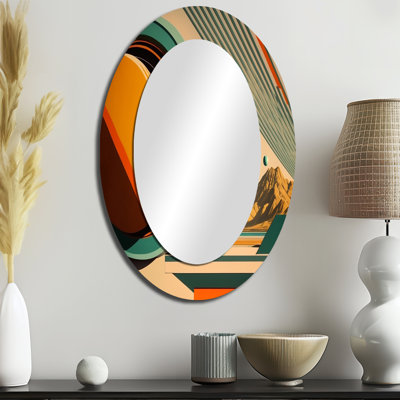 Vintage Mid-century Graphics III - Blue Oval Wall Mirror Decor