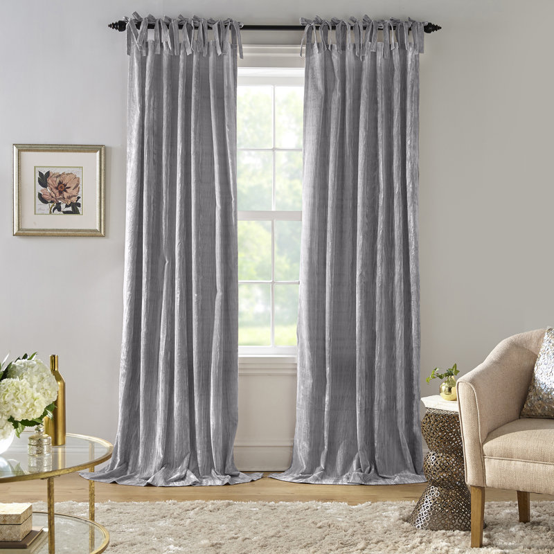 Panneau de rideau simple semi-transparent avec pattes Damaya, Gris, 52 po x 95 po