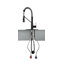 Robinet de cuisine noir mat avec distributeur de savon Robinet d'évier de cuisine à poignée simple avec douchette rétractable Robinet de lavabo utilitaire à un trou pour lavabo en acier inoxydable