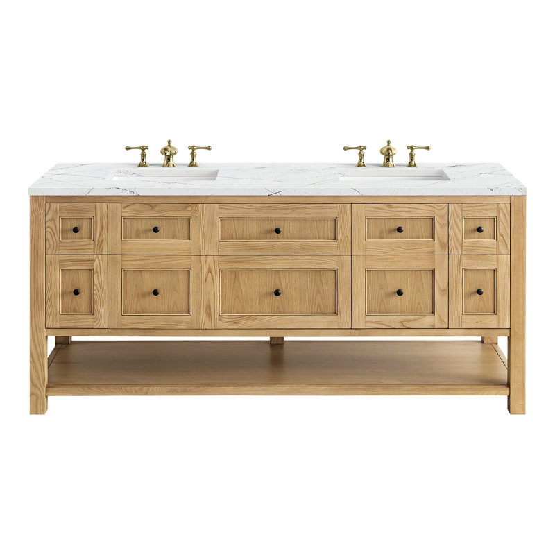 Breckenridge 72'' W Double Vanity, Light Natural Oak, Carrara White, 8" Widespread