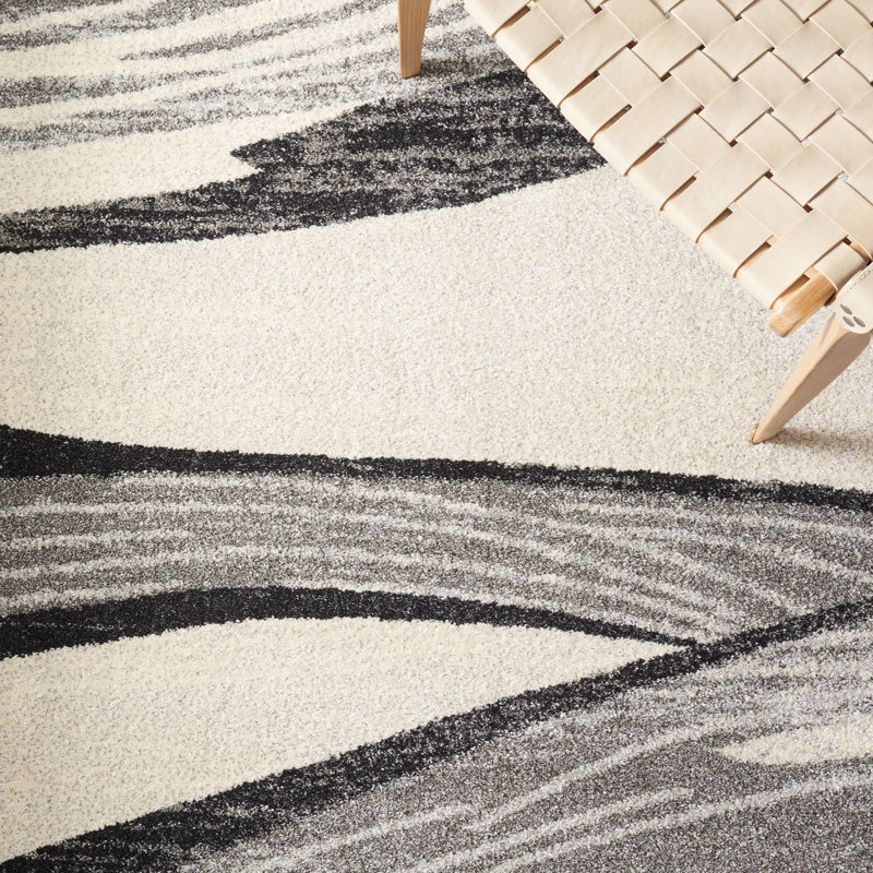 Tapis gris clair / ivoire Juno, Carré 8 pi