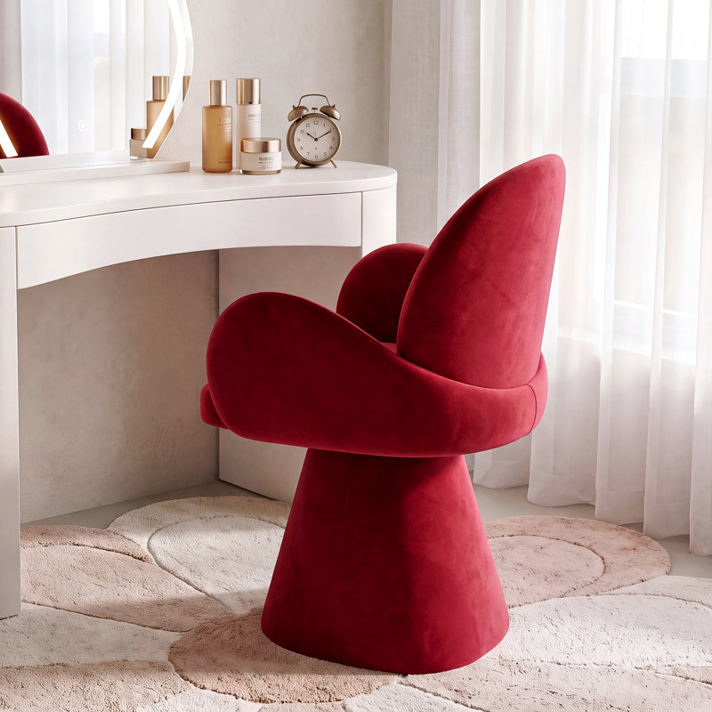 Upholstered Fabric Swivel Accent Chair, Red
