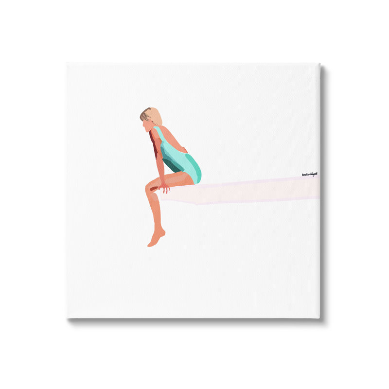 «Woman Sitting Diving Board Summer Beach Pool» par Amelia Noyes, impression sur toile tendue, H 30 po x l 30 po x P 1,5 po