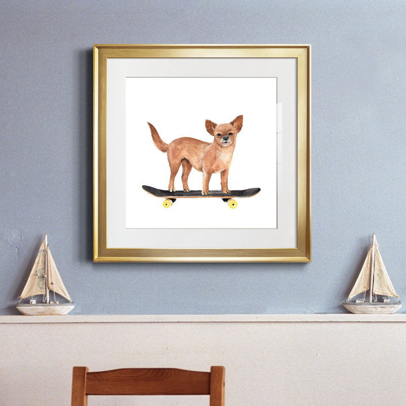 «Pups On Wheels I-Premium», reproduction encadrée prête à être accrochée, H 26,5 po x l 26,5 po x P 1,5 po, Blanc