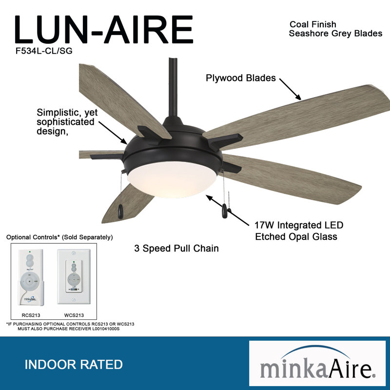 54'' 5 - Blade LED Standard Ceiling Fan with Remote Control and Light Kit Included
