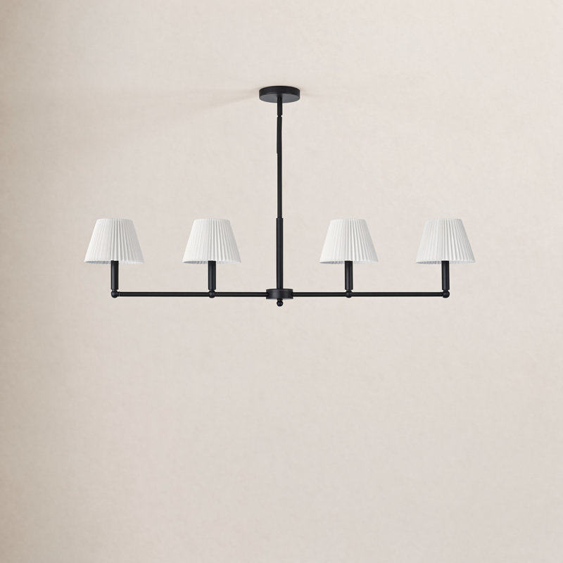 Costa Wrought Iron 4-Light Linear Chandelier, Noir mat