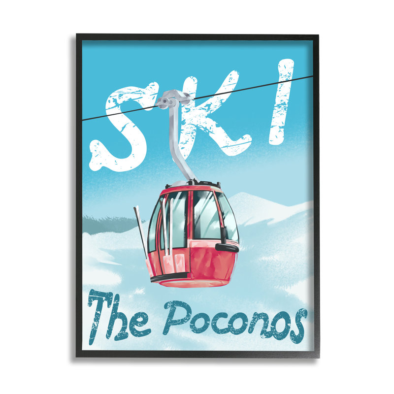 «The Poconos Red Ski Trolly Snowy Mountain Hill», art mural sur toile par Ziwei, H 14 po x l 11 po x P 1,5 po