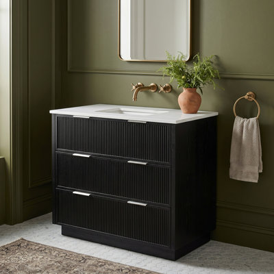 Meuble-lavabo en pierre reconstituée noire 36 po Willard