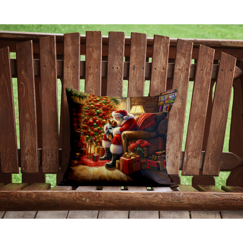 Coussin décoratif Yorkshire Terrier Yorkie and Santa Claus, H 14 po x l 14 po