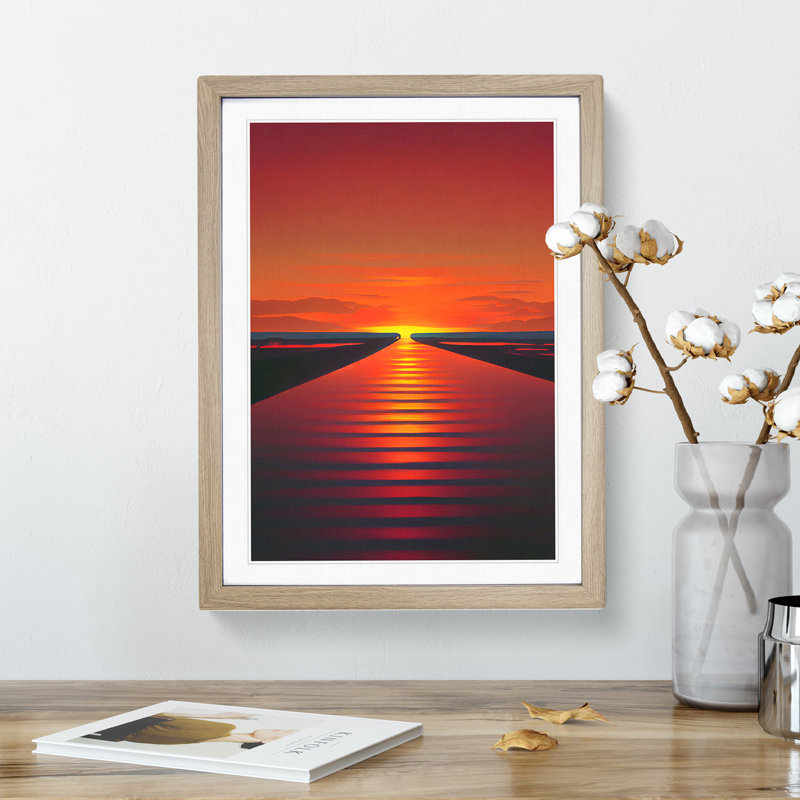 Boundless Sunset View - Wall Art, 36cm H x 27cm W x 2cm D, Oak Framed, White