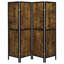 Antique Nutmeg And Black 4-Panel Folding Screen